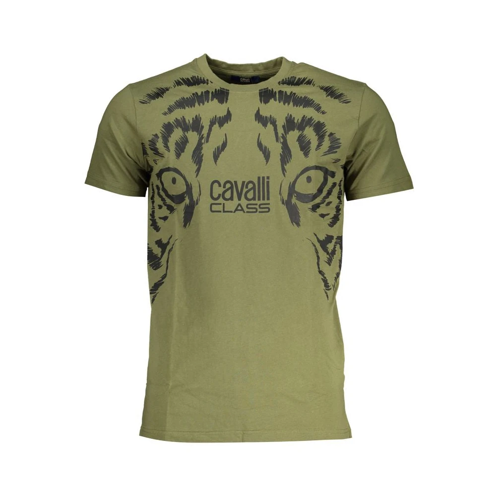Cavalli Class Groen Katoen Bedrukt Logo T-Shirt Green Heren