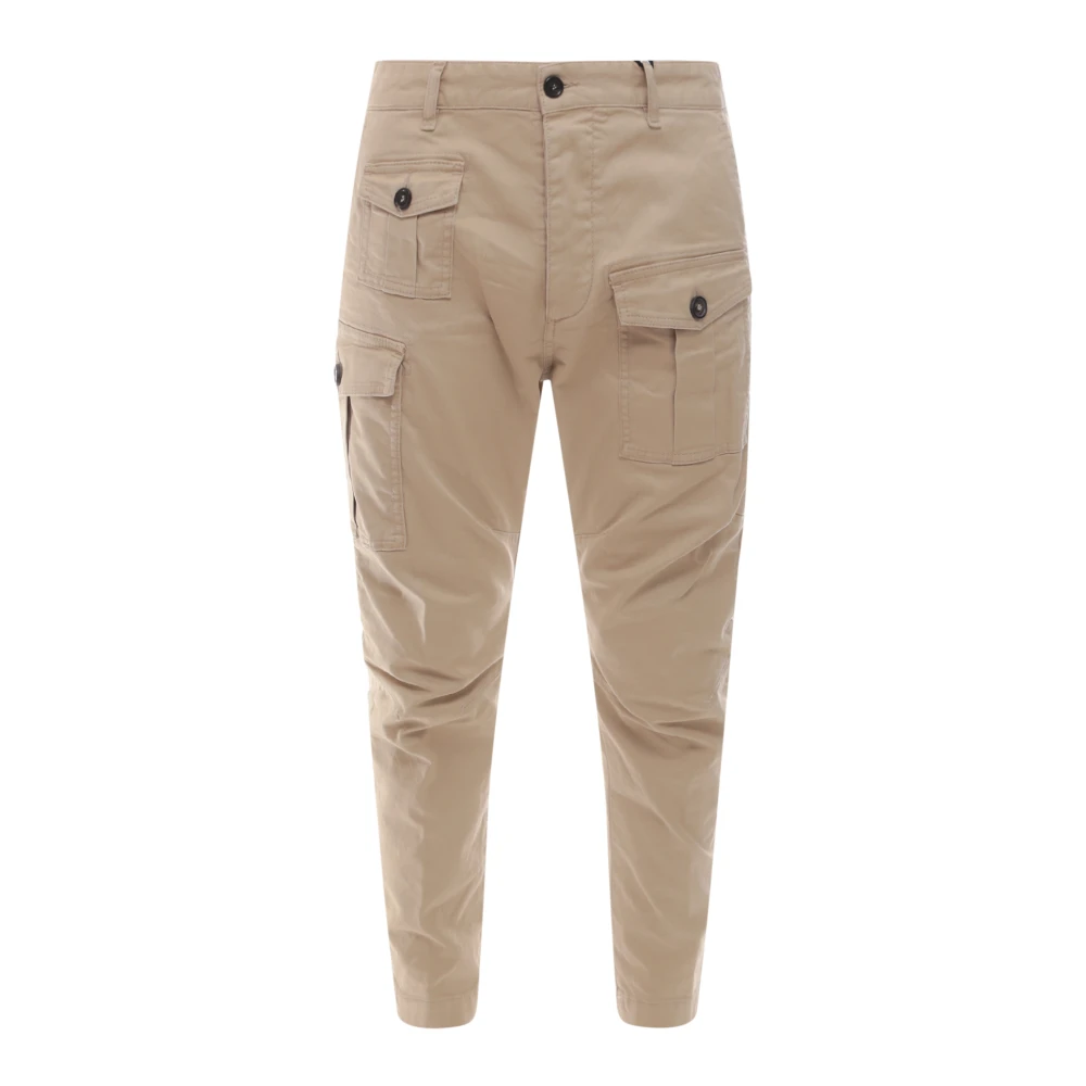 Dsquared2 Beige Cargo Bomullsbyxor Aw23 Beige, Herr