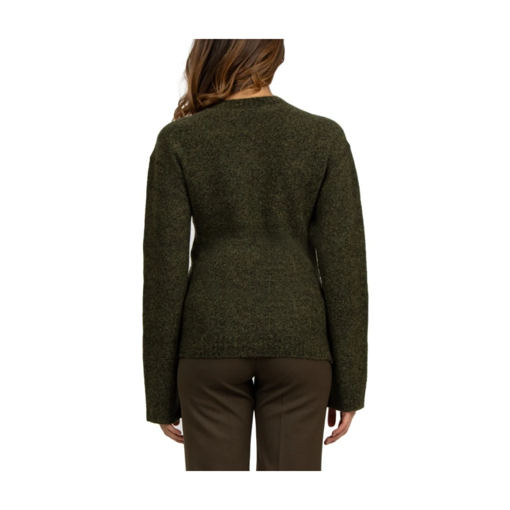 N21 Groene Melange Wollen Trui met Juweelknopen Green Dames