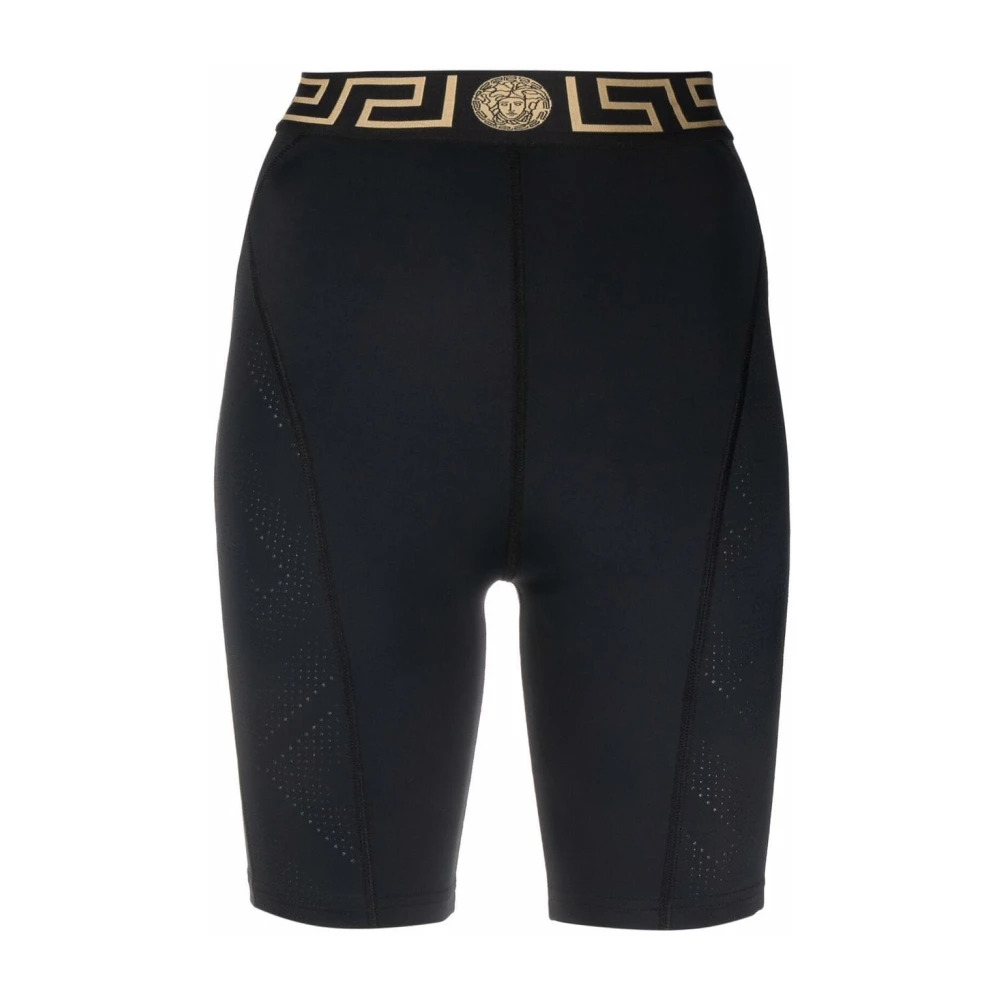 Versace Svarta Stretch Nylon Leggings Black, Dam