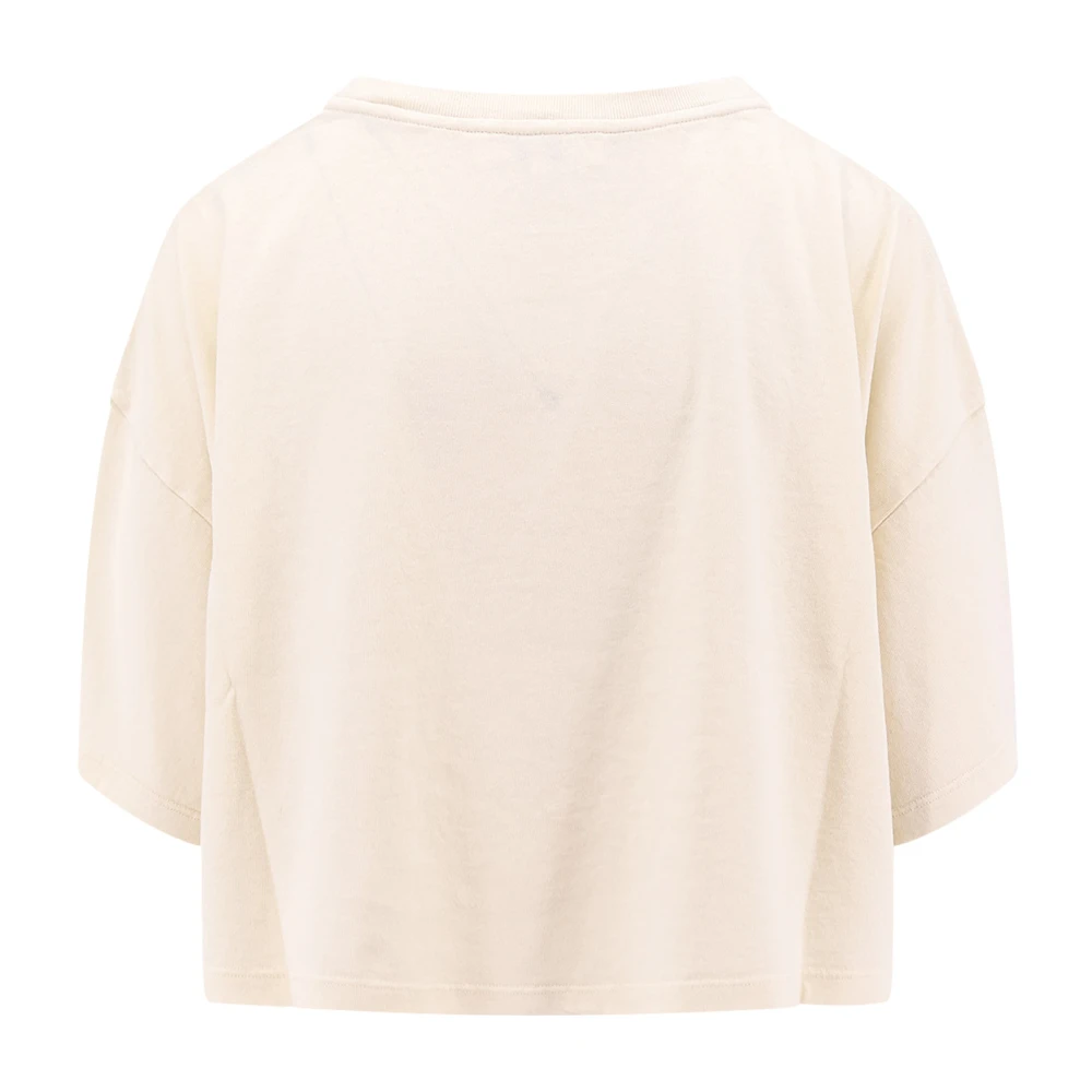 Chloé Organische Katoen Logo Patch T-Shirt Beige Dames