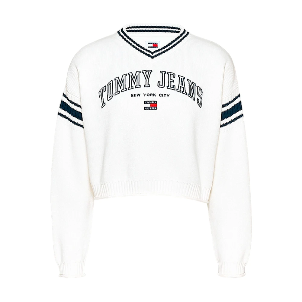 Tommy Hilfiger V-ringad Tröja Snygg Design White, Dam