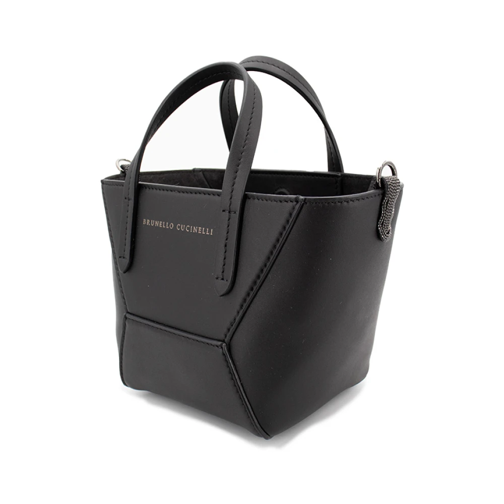 BRUNELLO CUCINELLI Zachte leren handtas met juweelborduursels Black Dames