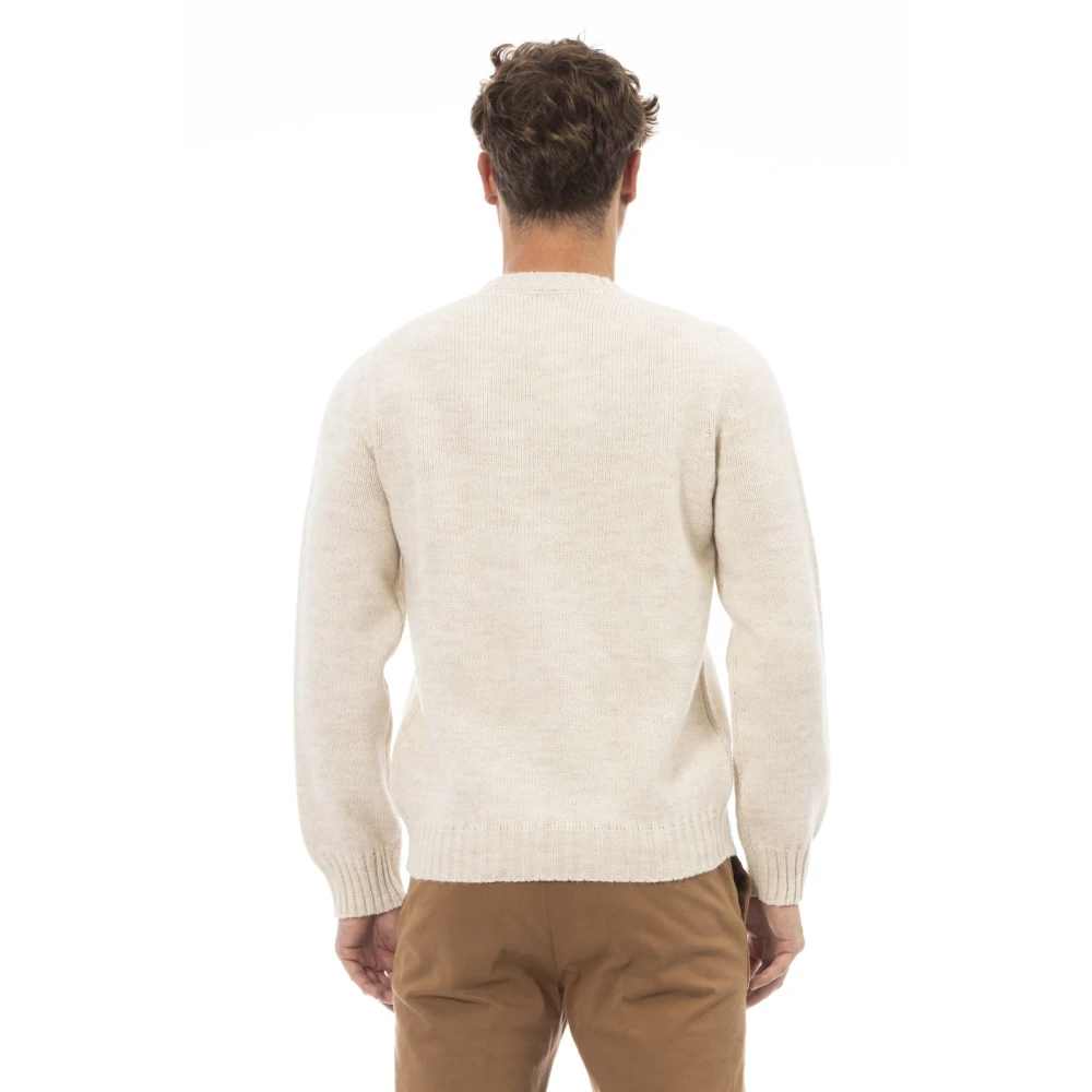 Alpha Studio Ronde Hals Lange Mouw Trui Beige Heren