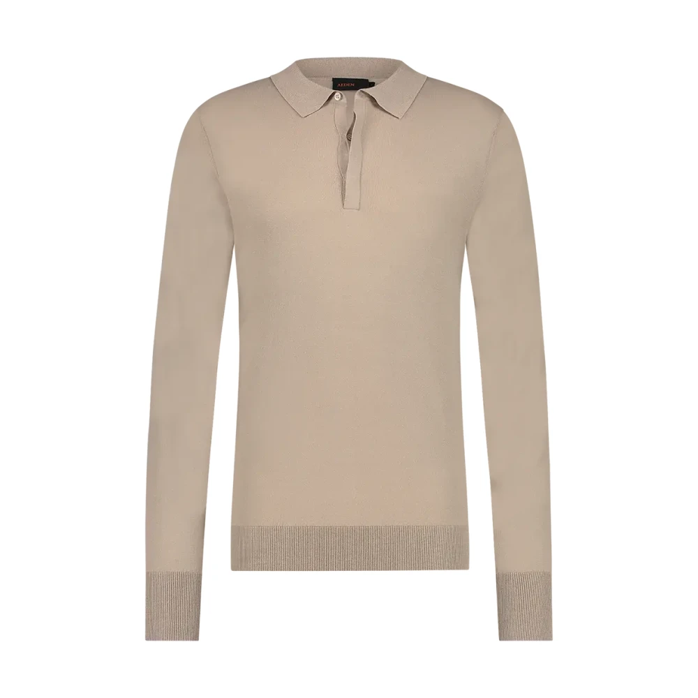 Aeden Taupe Polo Shirt met Lange Mouwen Beige Heren
