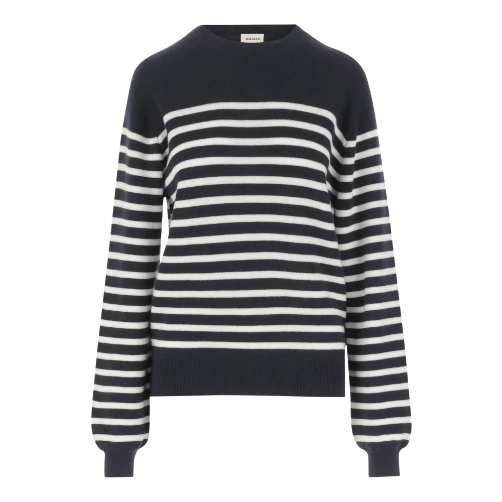 Khaite Gestreepte Cashmere Crew Neck Sweater Blue Dames