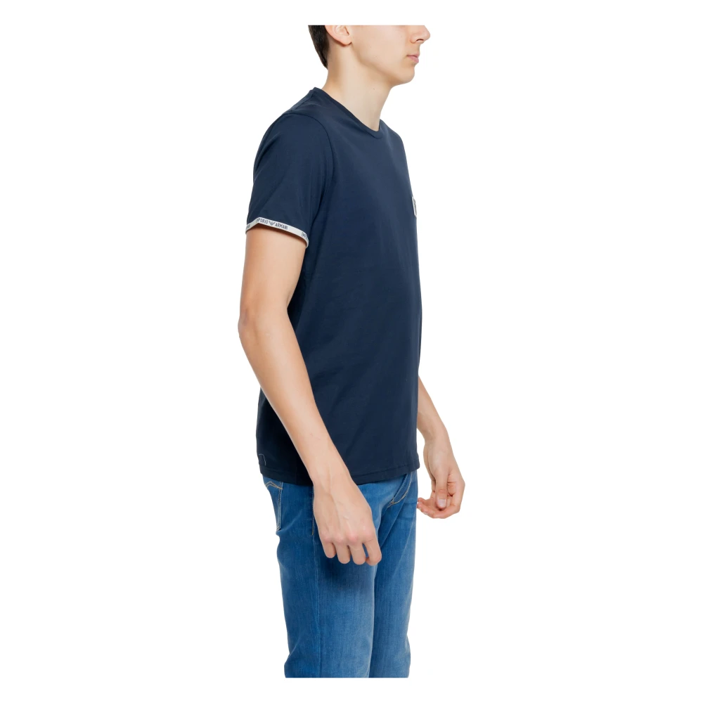 Emporio Armani Blauw Katoenen T-shirt Mannen Korte Mouwen Blue Heren