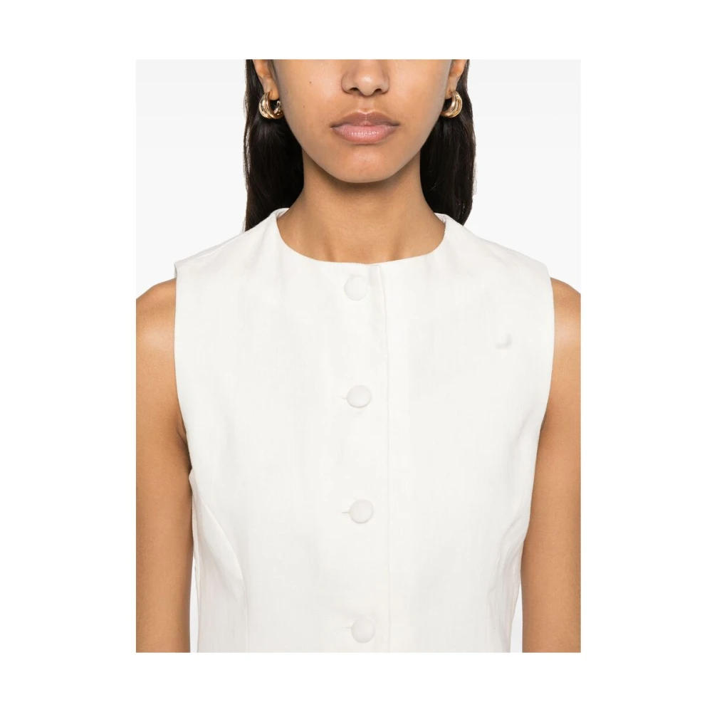 Faithfull the Brand Witte Mouwloze Vest met Klepzakken White Dames