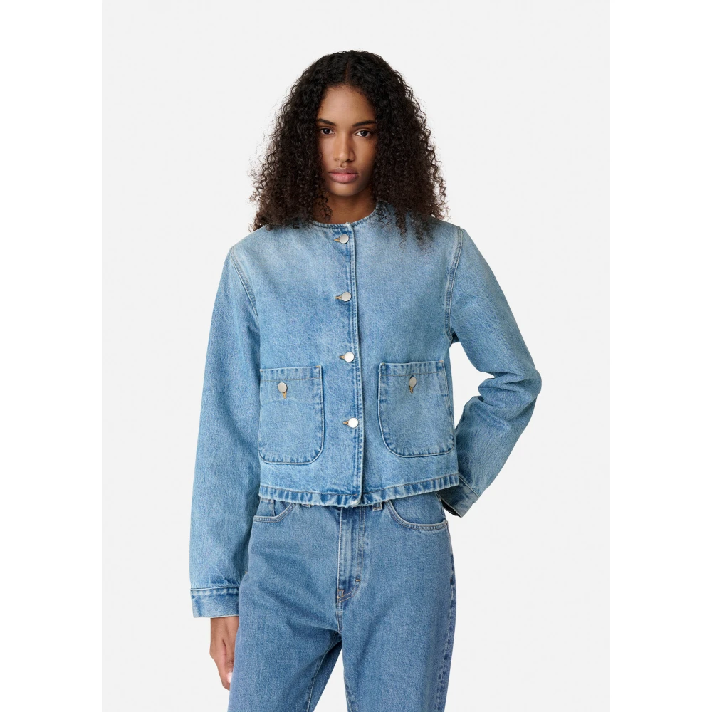 Axel Arigato Deia Collarless Jacket Blue Dames