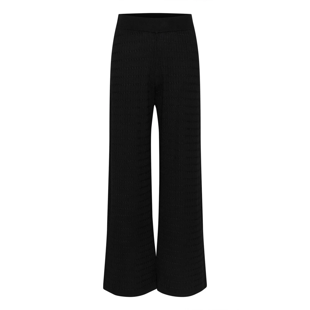 Kaffe Gebreide Broek Zwart Diep Hoge Taille Black Dames