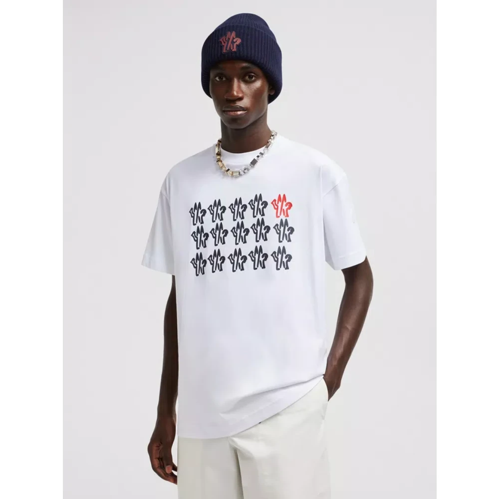 Moncler Witte T-shirts en Polos met Logo White Heren