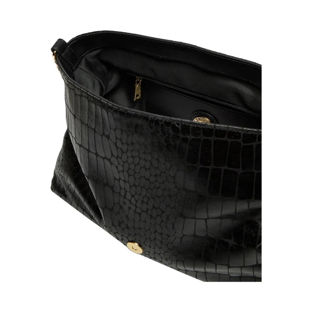 Moschino Zwarte schoudertas met gouden details Black Dames