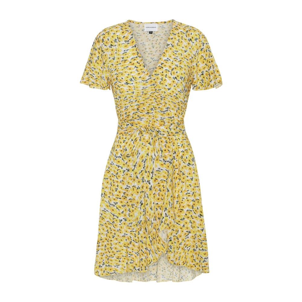 American Dreams Bloemen Wikkeljurk met Ruches Yellow Dames