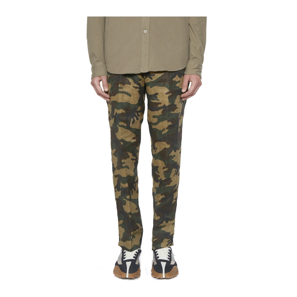 Daniele Alessandrini Linnen camouflage broek Multicolor Heren