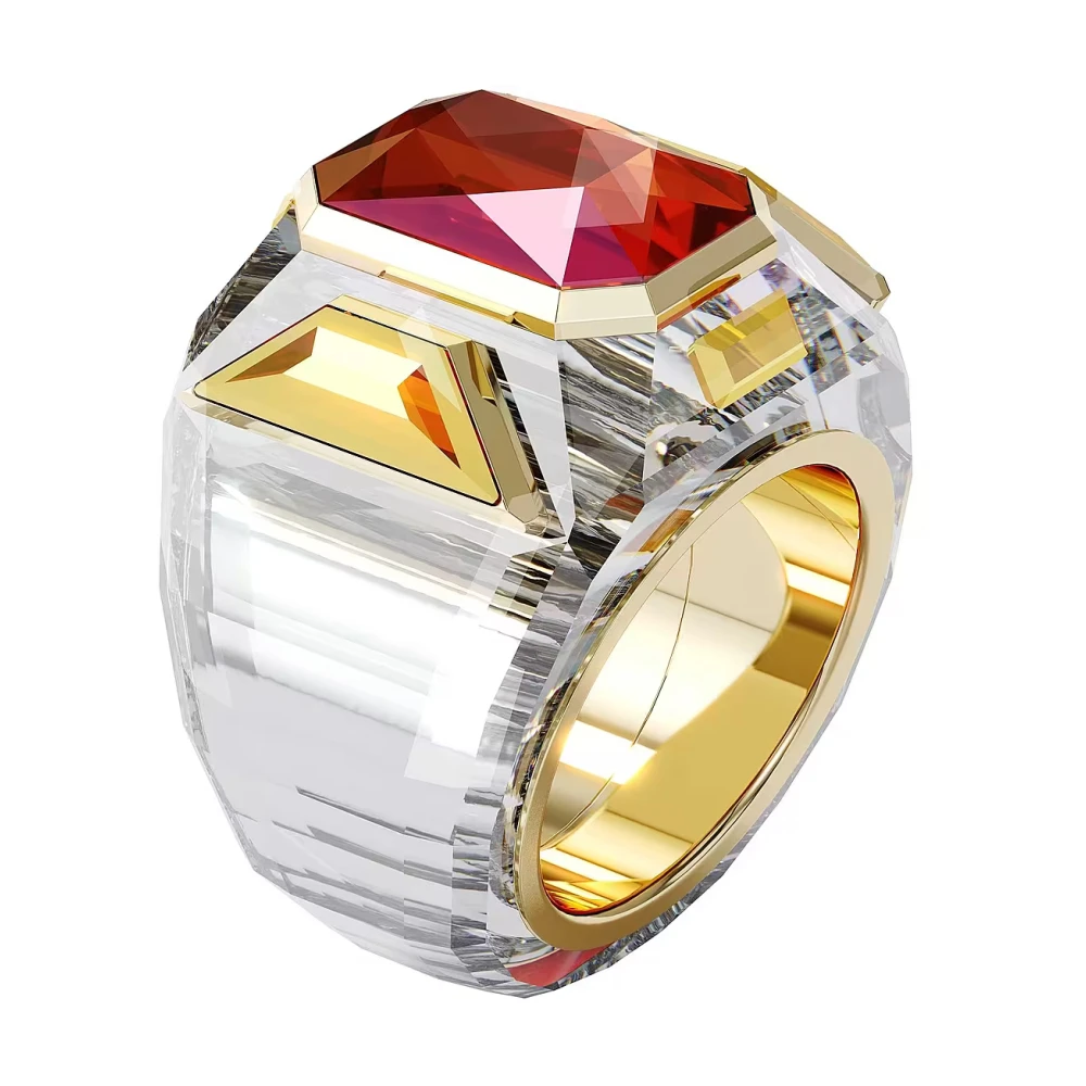 Swarovski Geometric Gold Alloy Crystal Ring - Female - Rings - Orange - 52 Mm - Accessories