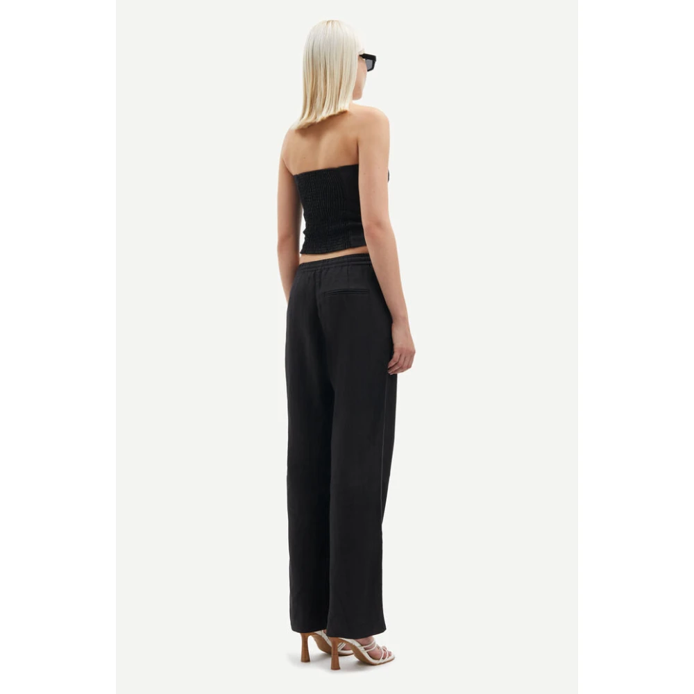 Samsøe Wijde Linnen Broek Black Dames