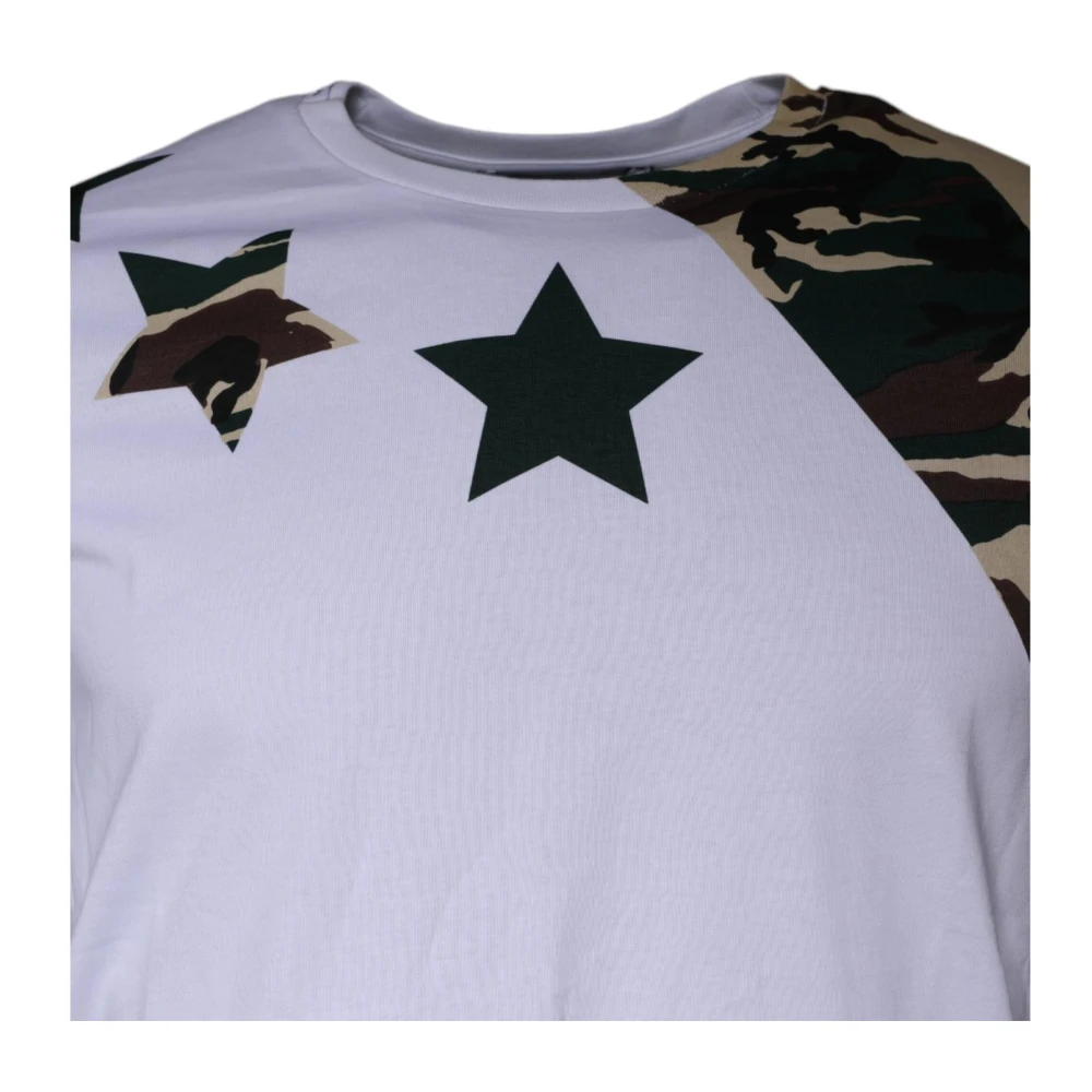 Dolce & Gabbana Camouflage Stars Crew Neck T-shirt White Heren