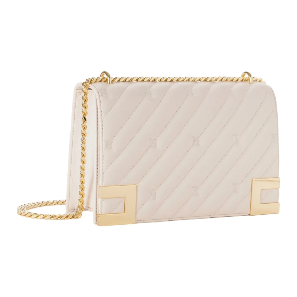 Elisabetta Franchi Gewatteerde handtas met gourmette schouderband White Dames