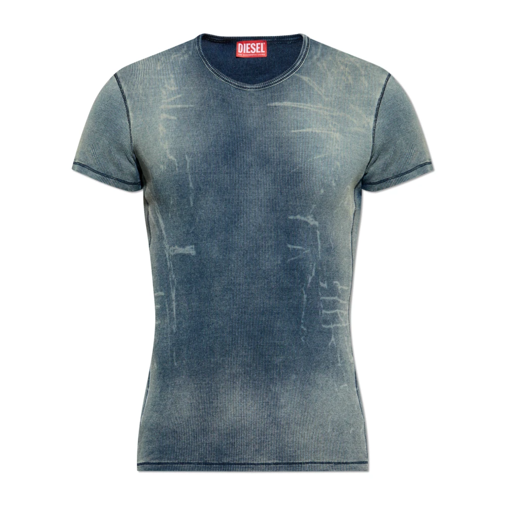 Diesel Unisex Blau Geripptes Top T-Hans