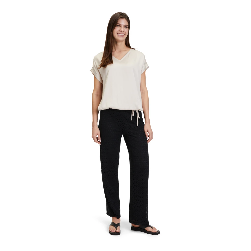 Betty & Co Casual trekkoord blouse Beige Dames