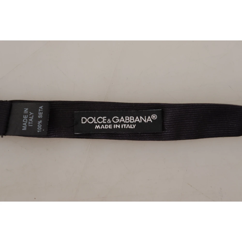 Dolce & Gabbana Elegante Zwarte Zijden Vlinderdas Black Heren