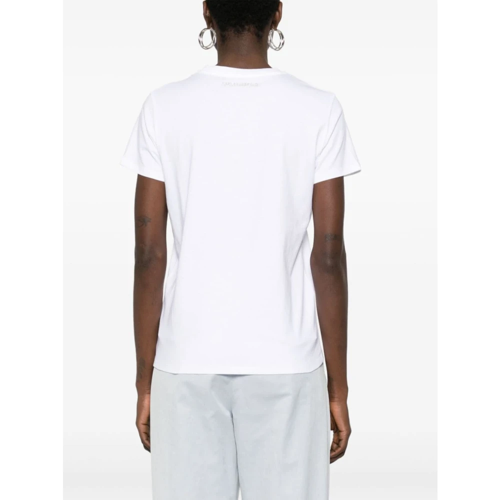 Karl Lagerfeld Wit T-shirt met Zilveren Kettingen White Dames