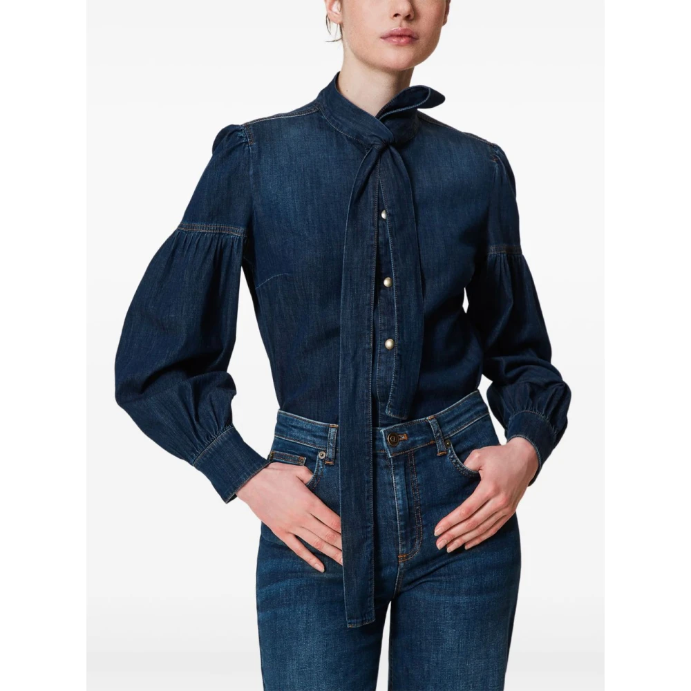 Twinset Blauw Overhemd met Drukknopen Blue Dames