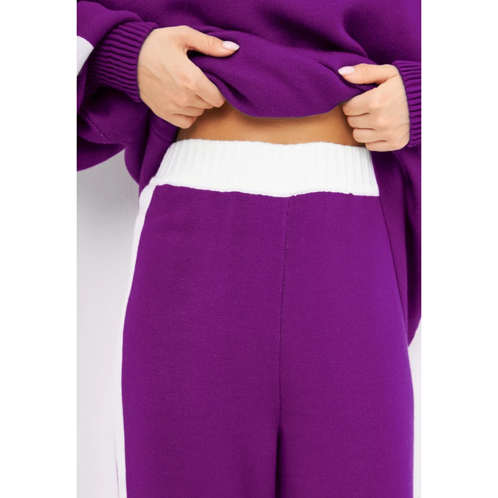 Cesare Gaspari CG Gebreide Jogger set Paars Purple Dames