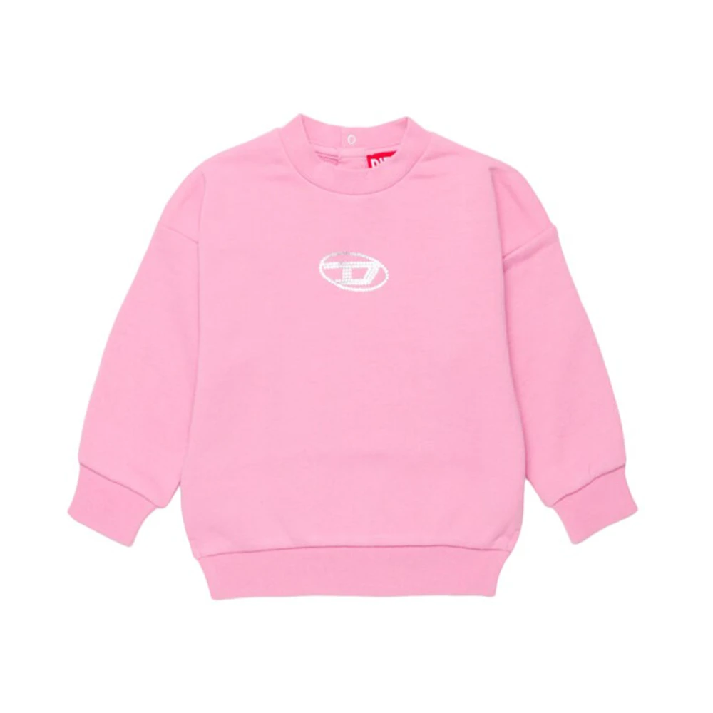 Diesel Girls Pink Kids Sweatshirts, 12 Y, Cotton Logo Sweatshirt Essential Casual Comfort