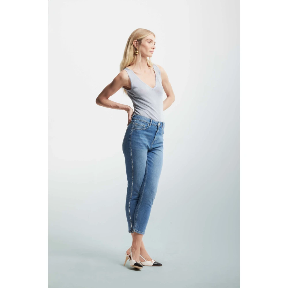 Kocca Skinny Jeans met Strass Applicaties Blue Dames