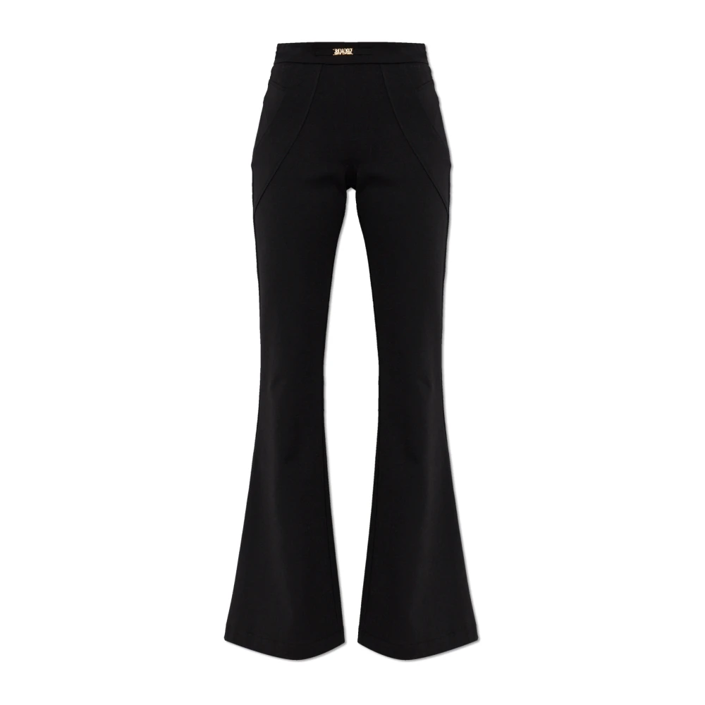 Versace Jeans Couture Women's Black Flared Trousers - Wide Trousers - S - Trousers