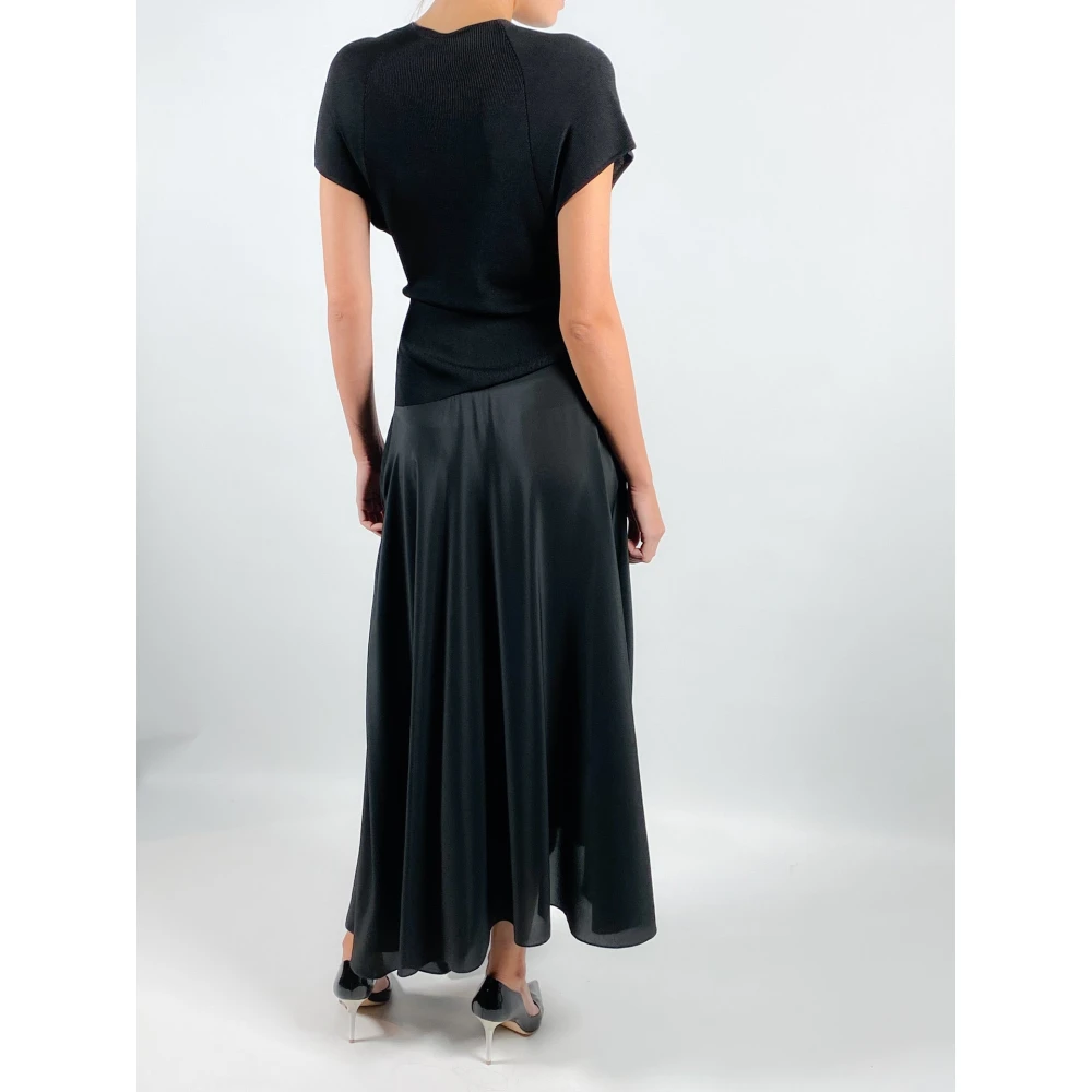 Petar Petrov Zwarte V-hals Zijden Wrap Jurk Black Dames