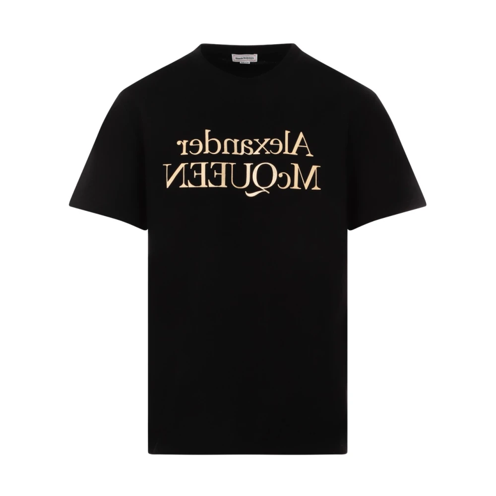 Alexander mcqueen Zwart Logo Katoenen T-Shirt Black Heren