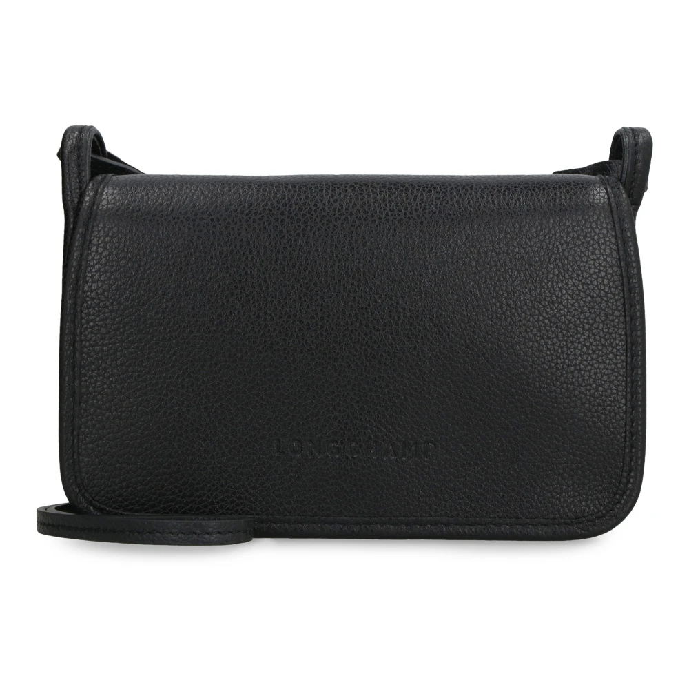 Longchamp Foulonné Leren Portemonnee met Ketting Black Dames
