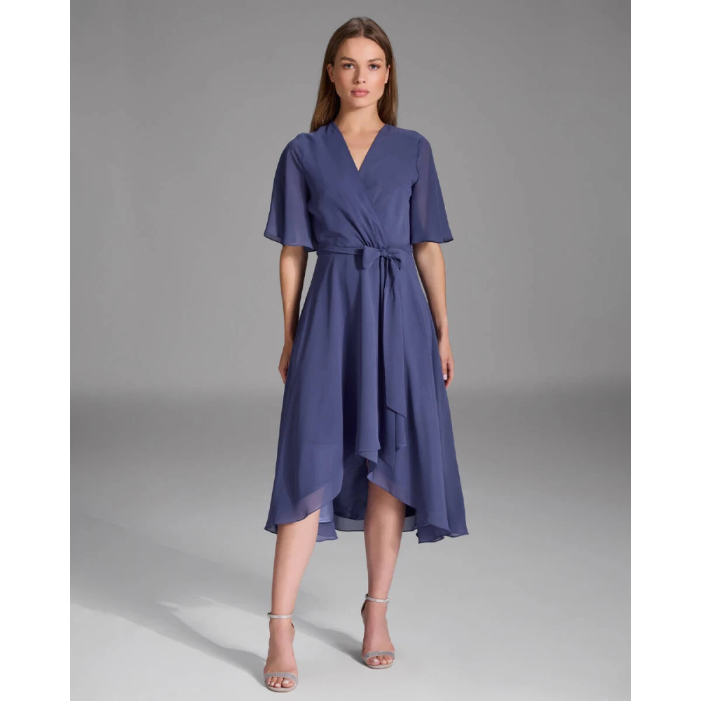 Swing Wikkel Chiffon Jurk Blue Dames