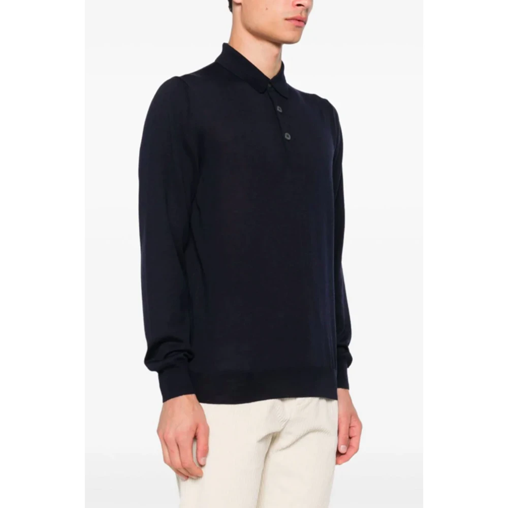 Lardini Blauwe Wollen Poloshirt Blue Heren