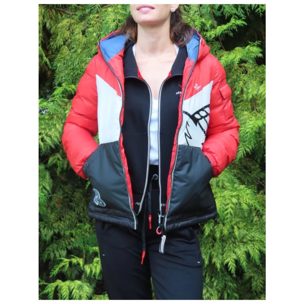 aeronautica militare Waterdichte Color-Block Hoodie Red Dames