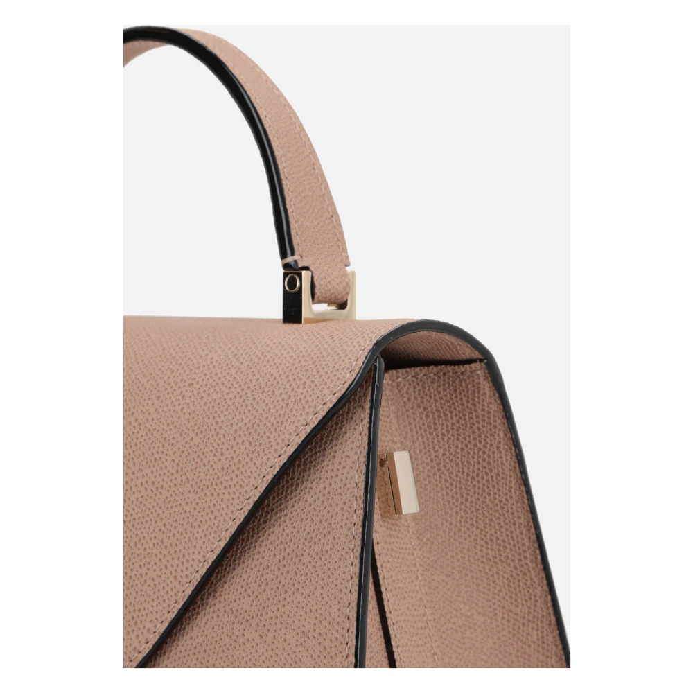 Valextra Beige Gehamerd Leren Handtas met Licht Gouden Hardware Beige Dames