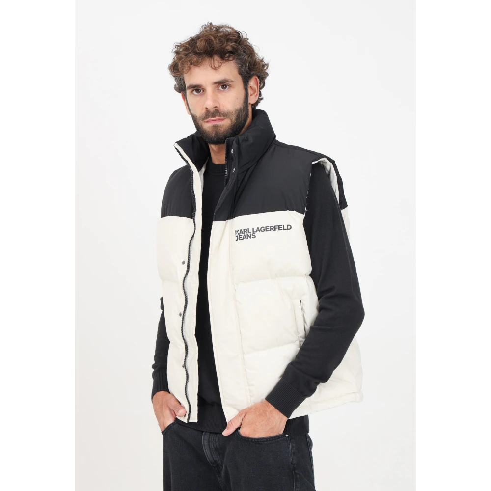 Karl Lagerfeld Crème en Zwart Pufferjack Multicolor Heren