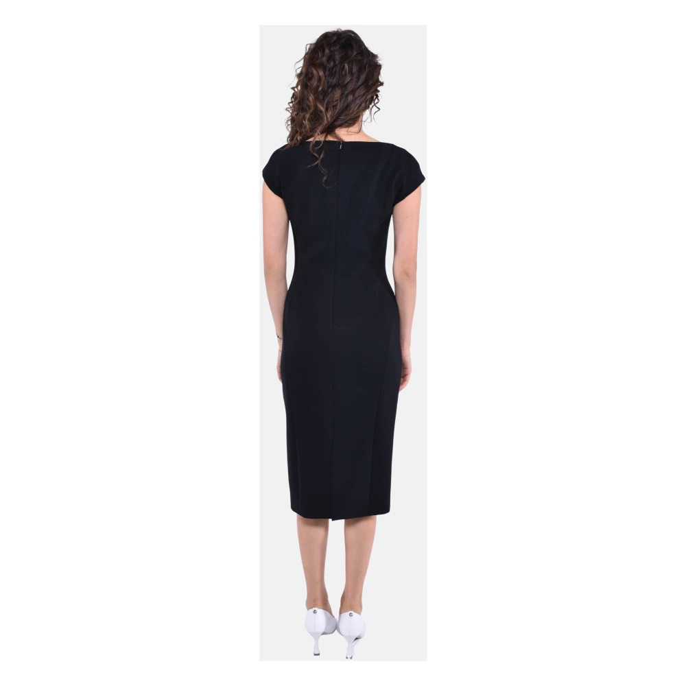 Max Mara Studio Midi prinsessenjurk met V-hals Black Dames