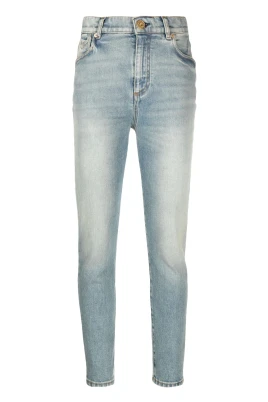 Blå Skinny Jeans Mid-Rise Casual Stil