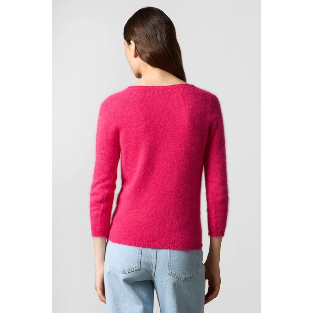 Roberto Collina Angora Trui 3 4 Mouw Fuchsia Pink Dames