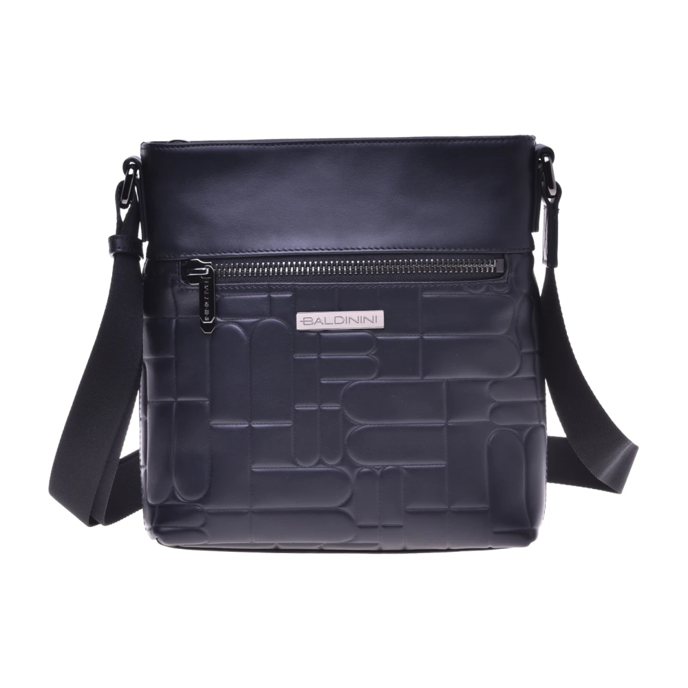Baldinini Crossbody bag in black quilted leather with monogram Black Heren