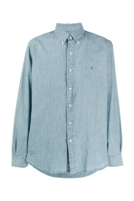 Långärmad jeansskjorta