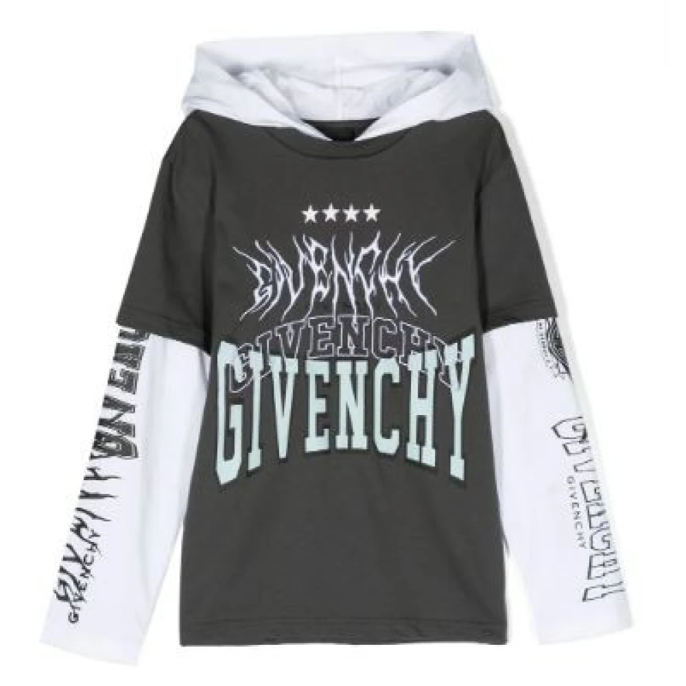 Givenchy Barn Hoodie Mörkgrå Logo Print Gray, Unisex