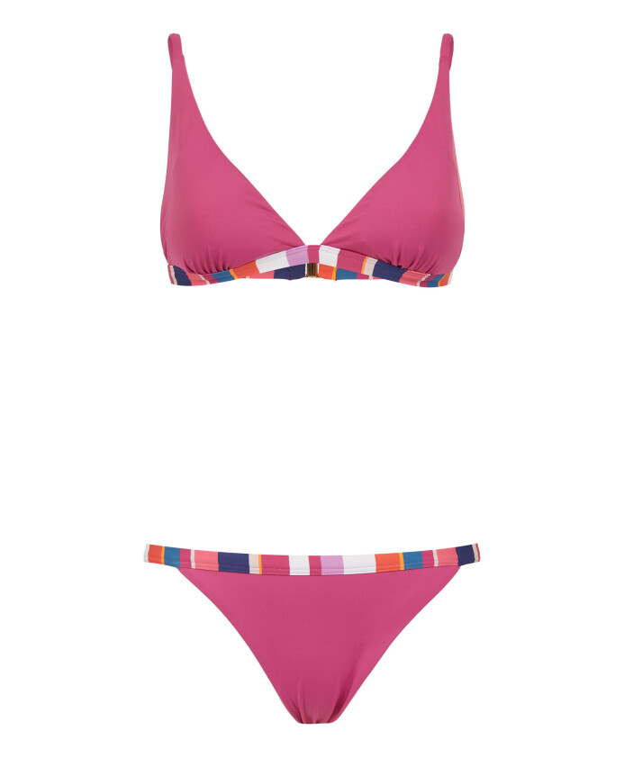 bikini-triangle-blanc-uni-pour-femme-avec-bordure-multicolore