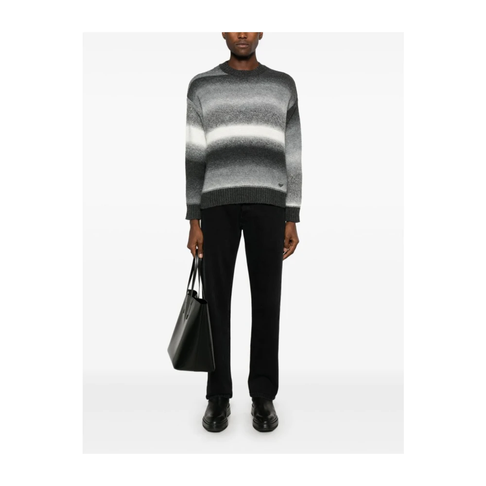 Emporio Armani Gestreepte Trui Gray Heren