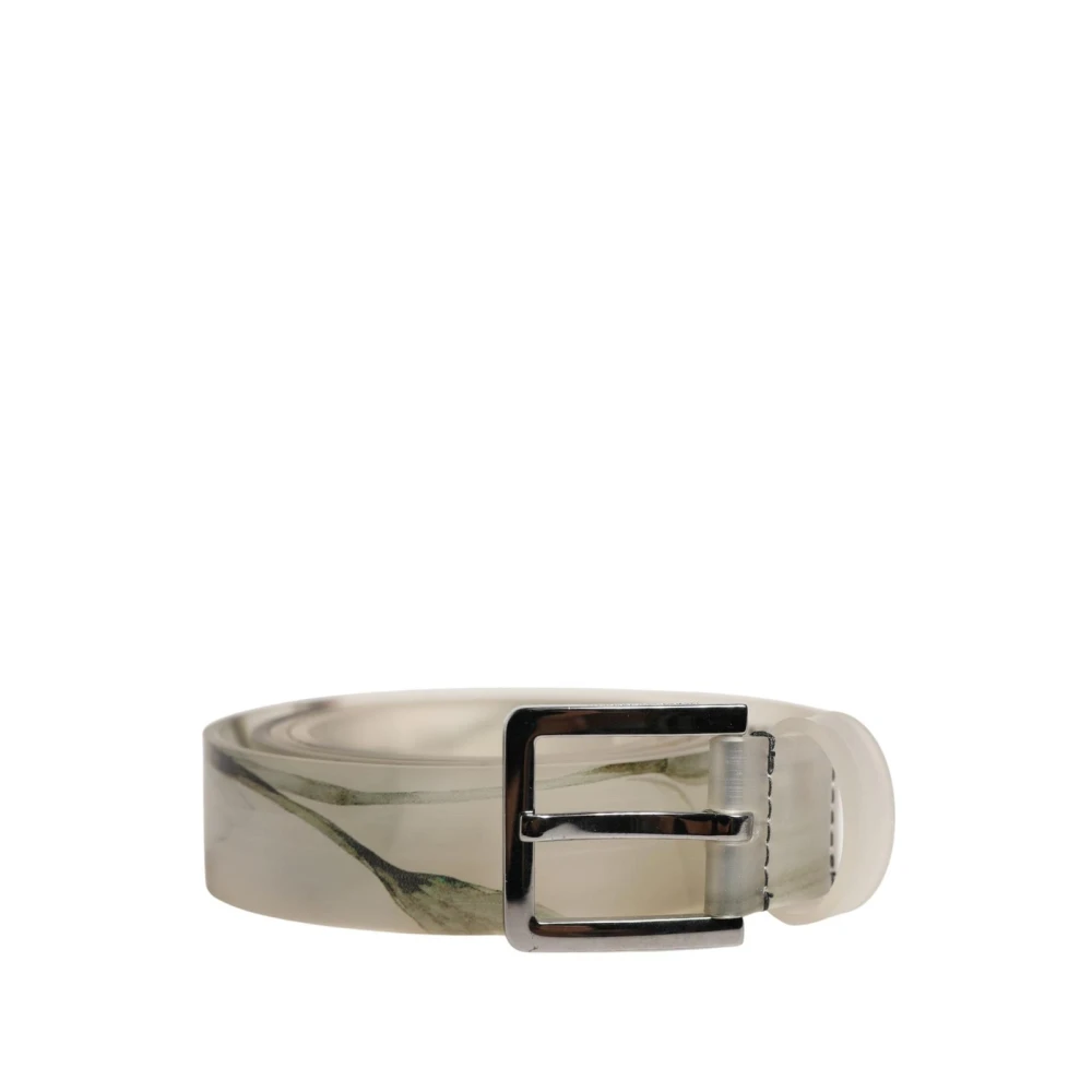 Dolce & Gabbana Men's Silver Floral Pvc Belt With Metal Buckle