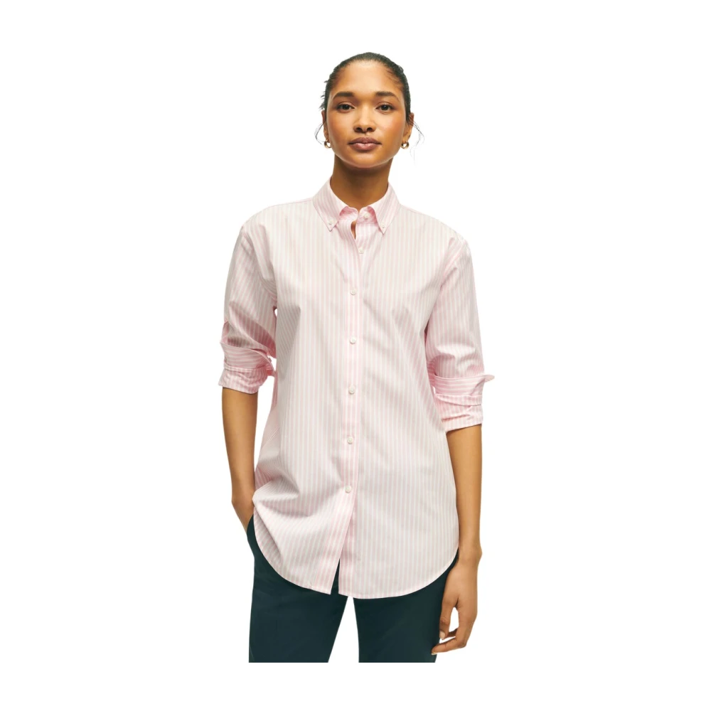 Brooks Brothers Roze relaxed fit kreukvrije stretch Supima katoenen blouse Pink Dames