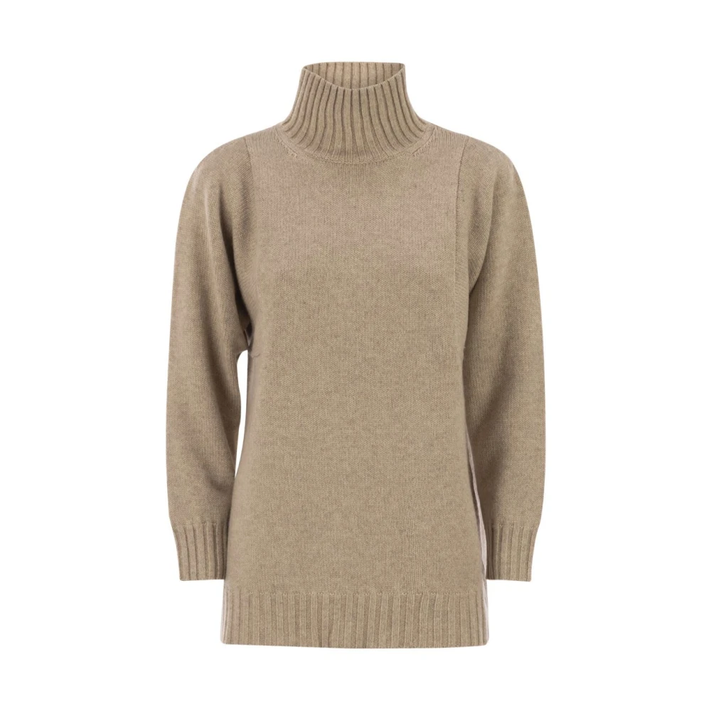 Max Mara Women's Beige Cashmere Knitwear, Xs, Aceti Turtleneck Jumper